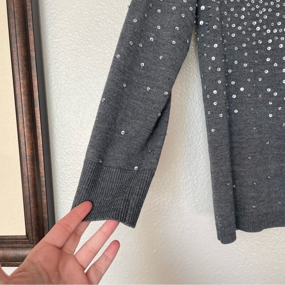 Kate Spade Midnight Gray Sparkle Embellished Cropped Cardigan Sweater Size XS - Picture 5 of 9